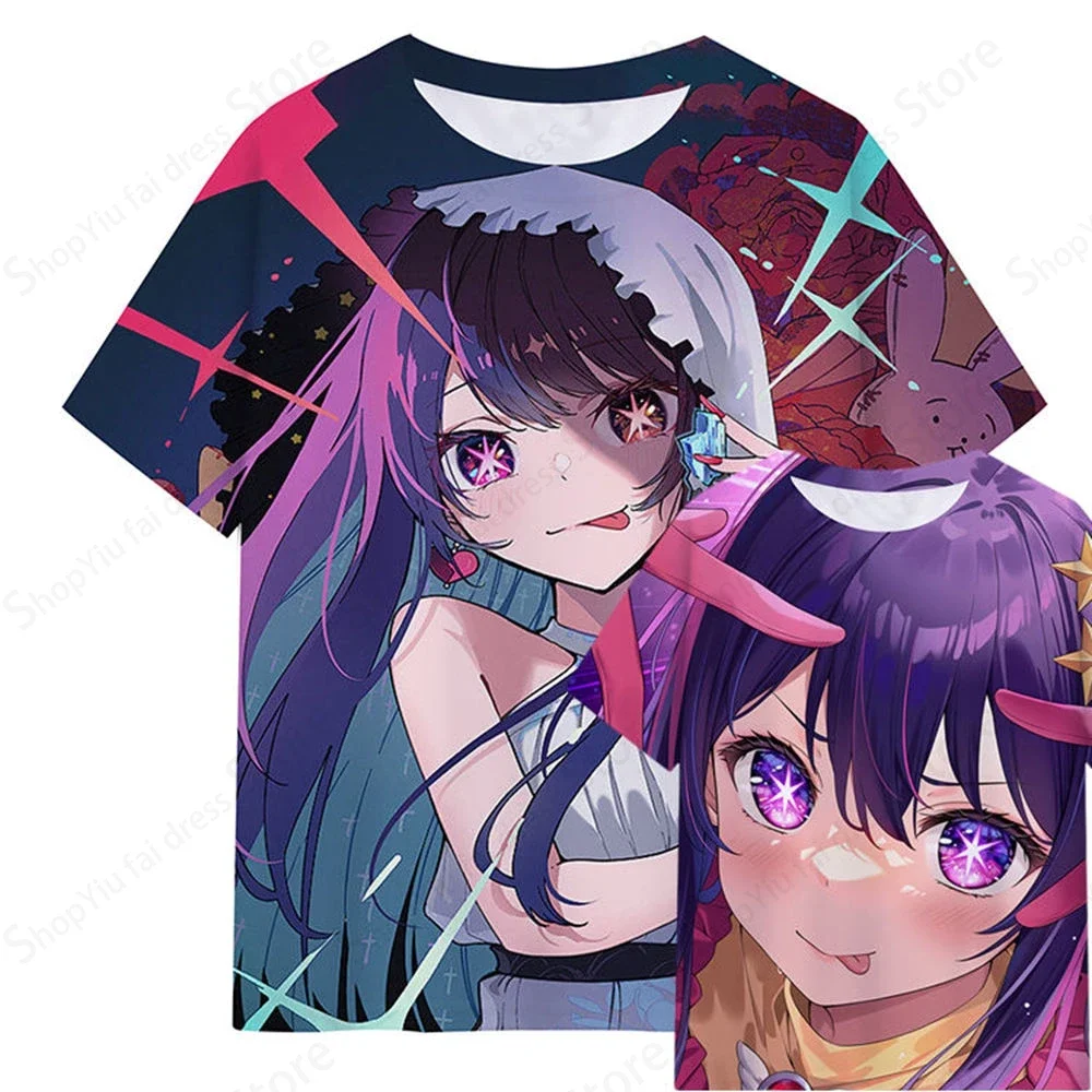 Kawaii Anime Oshi No Ko 3d Stampato Tshirt Uomo Donna Moda Manica Corta T-shirt Bambini Hip Hop Top Tees T-shirt Ragazza