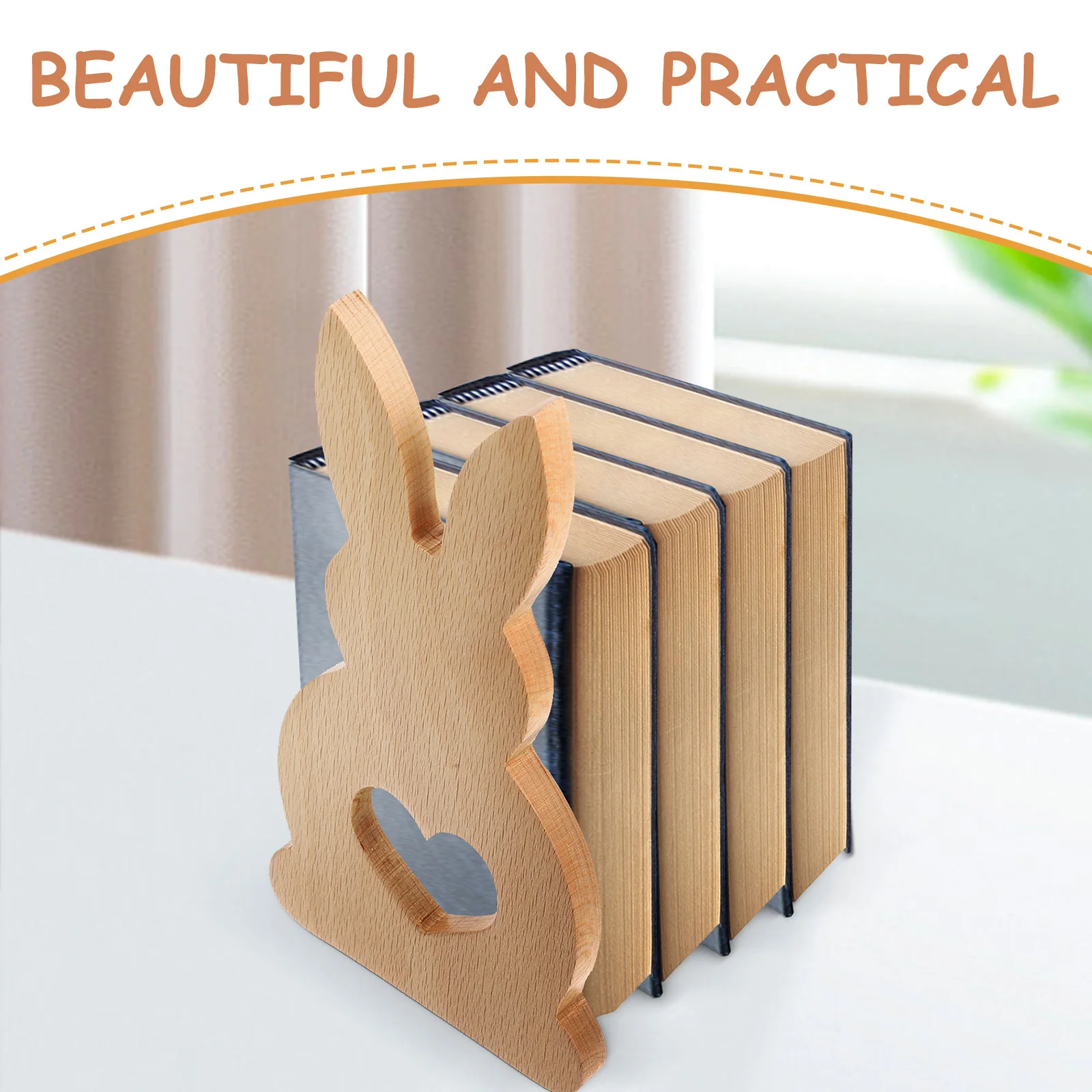 Urocze podpórki do książek w kształcie króliczków, drewniane króliczki, organizer na półkę biurkową, podpórki do książek, dekoracyjne podpórki do książek w kształcie królika, podpórki do książek w kształcie króliczków.