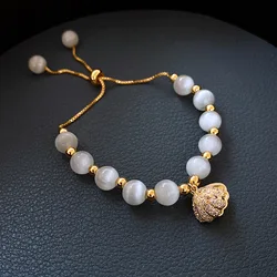 Trendy Shell Design Freshwater Pearl & Natural Opal Stone 14K Gold Filled Female Charm Bracelet Jewelry For Women Christmas Gift