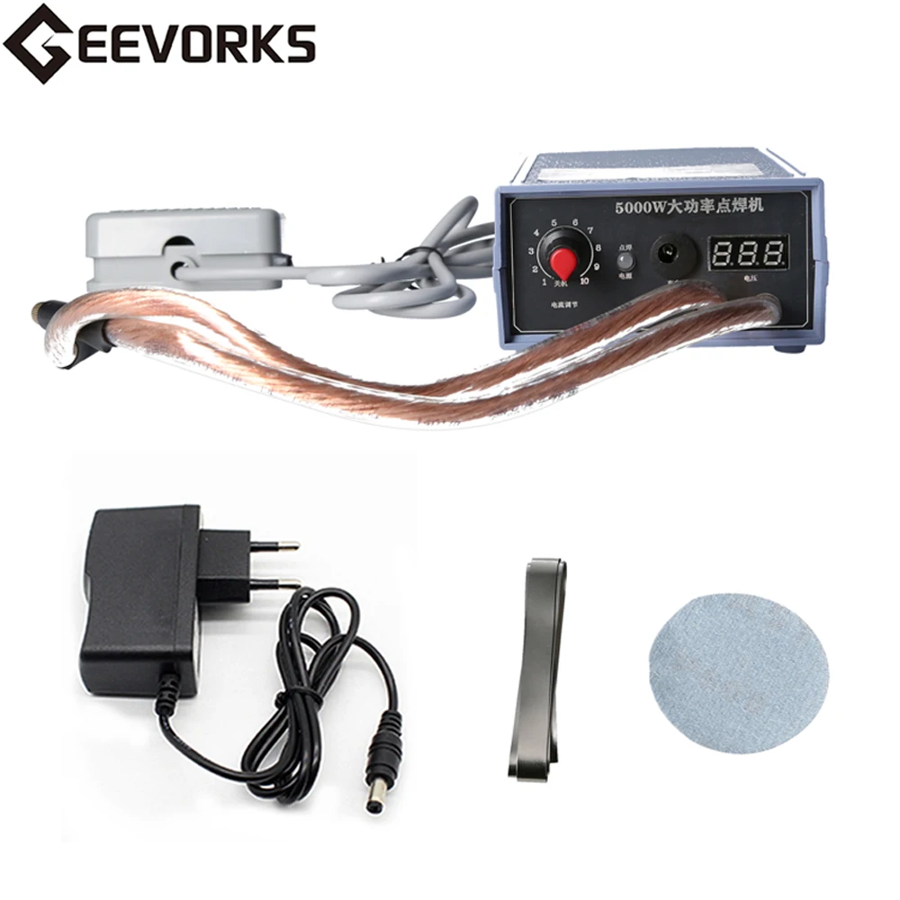 Geevorks 5000W Spot Welder High Power Handheld Spot Welding Machine Portable 0-800A Current Adjustable Welders for 18650 Battery