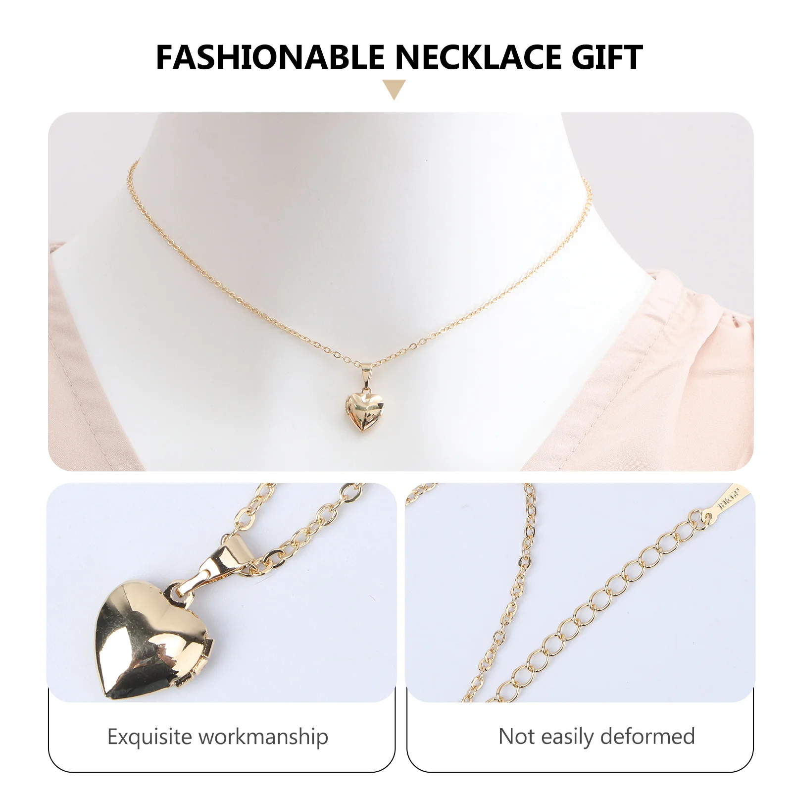 النحاس على شكل قلب صور المنجد قلادة قلادة مجوهرات للنساء الفتيات هدية يومية حفلة المنجد قلادة الرقبة قلادة معلقة