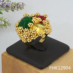 Yuminglai Premium Luxury Ladies Party Ring Gold-plated Silver Gold-plated Two-tone Ring Gifts FHK12904