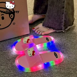 Sanrio Glowing Slippers Women Hello Kitty Summer Outdoor Indoor Shoes Luxury Anti Slip Soft Bottom Slippers Festival Party Gifts