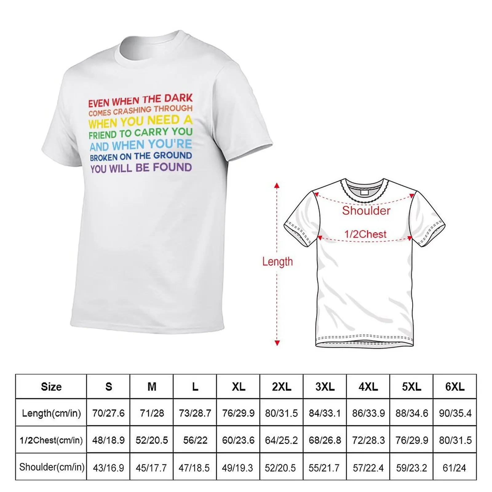 DEH - Even When the Dark Rainbow T-Shirt Fashion Casual Short Sleeve T-Shirt