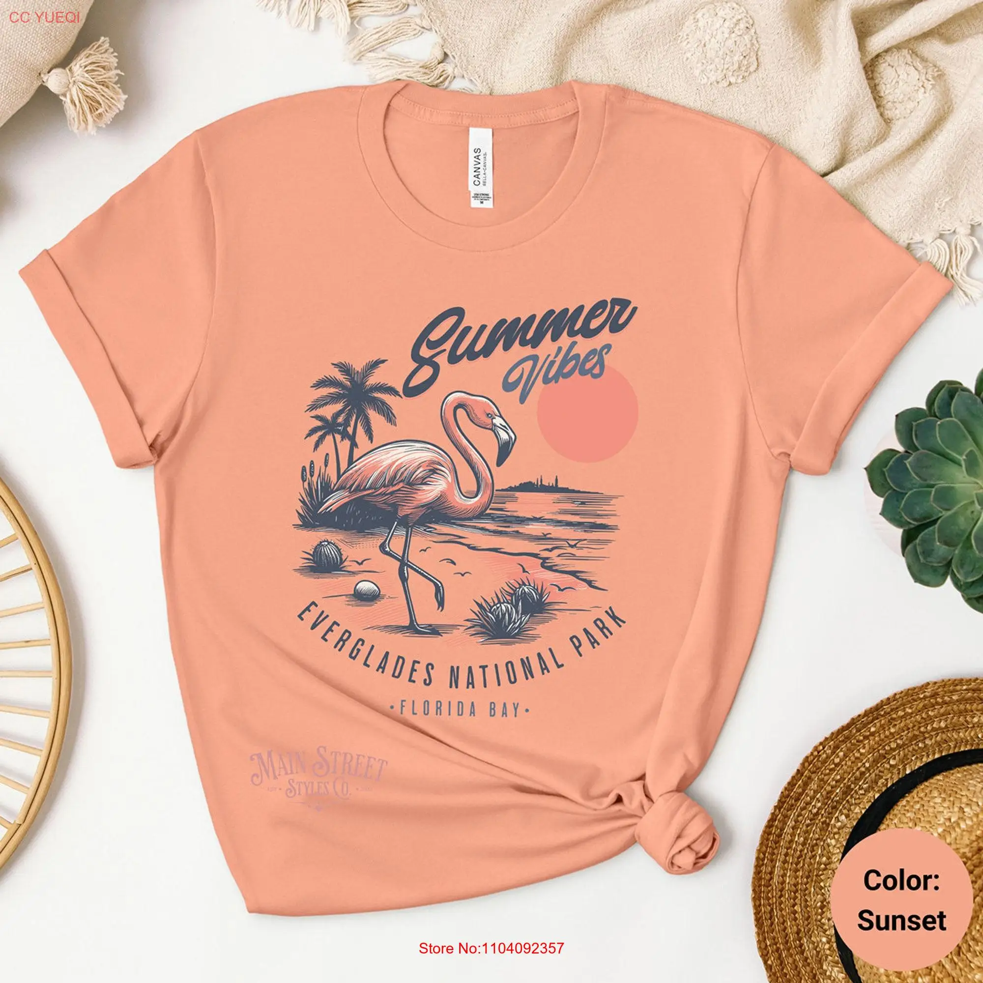 Everglades National Park T Shirt Flamingos Summer Vibes Light Weight  Ocean Beach Sunny Days long or short sleeves