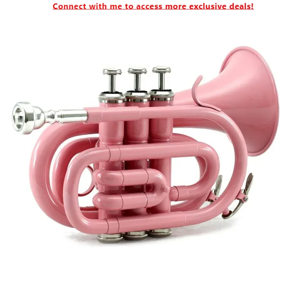 

SEASOUND Mini Pocket Trumpet OEM Brass Body Pink BB Tone Model JYPT406PK
