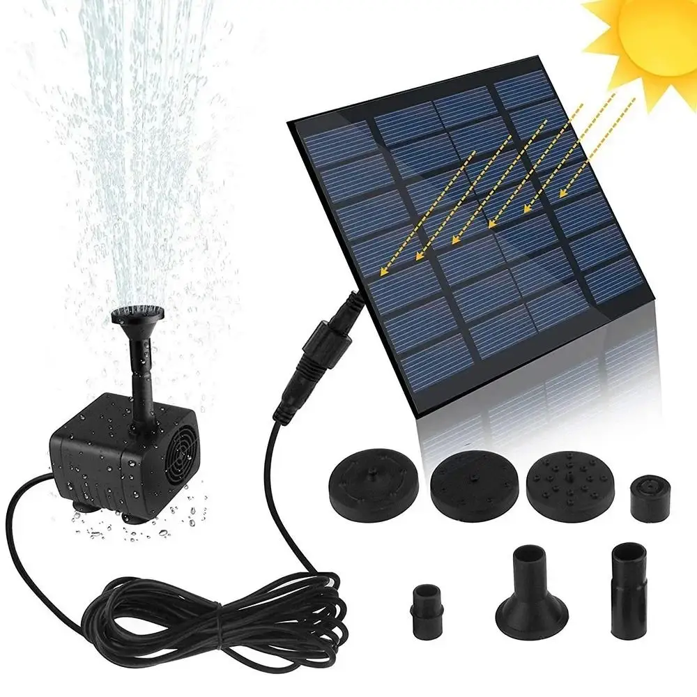 Mini Solar Panel Water Pump 4 Nozzles DC Brushless Solar Fountain Pump DIY 200L/H Solar Water Fountain Outdoor