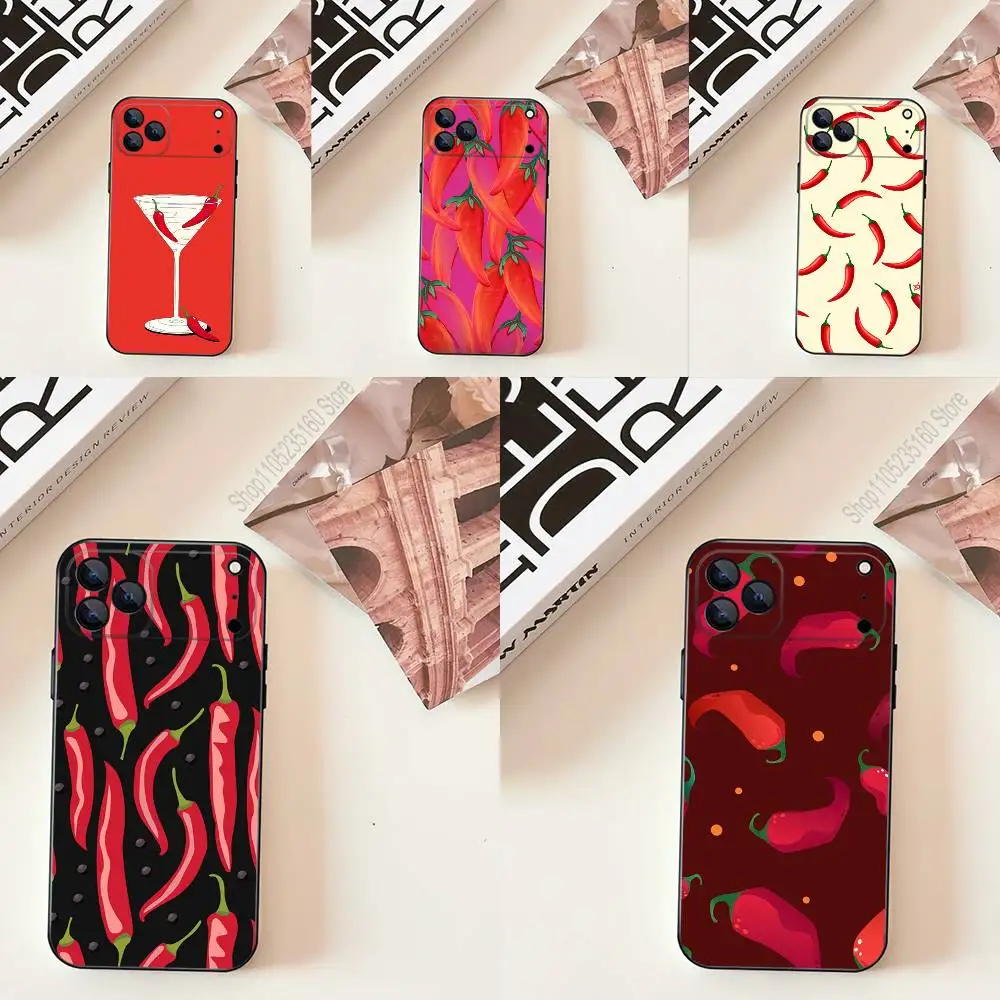 

Chili R-Red Phone Case Silicone Black Soft For iPhone 17,16,15,14,13,12,11,Pro,Max,Plus,E,SE4,Air,Mini