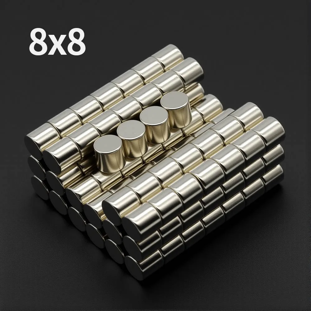 8x8mm Powerful Neodymium Magnet N35 NdfeB Permanent Magnetic imanes Round Super Strong Fridge Magnets DIY