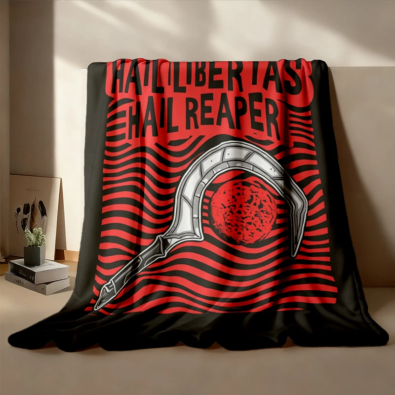 Red Rising Comfort Flannel Blanket, Hail Libertas Hail Reaper, Vintage Flannel Throw Cozy Blanket