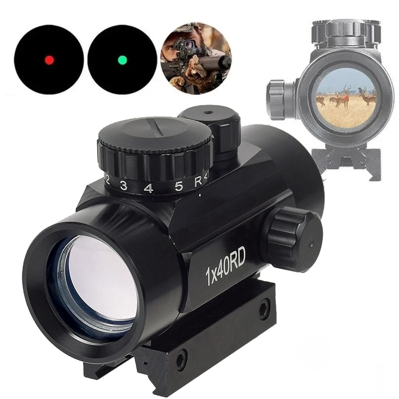 1X30 1x40 Tactical Red Green Dot/Cross Scope Sight Airsoft Holographic Collimator Dot 11mm/20mm Rail Mount Pictinny Rail
