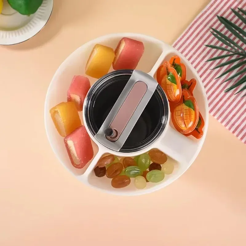 1Pcs 40 Oz Tumbler Snack Tray with Dipping Area Silicone Handle Bowl Reusable Snack Ring Cup Accessory Dishes Snack Platter