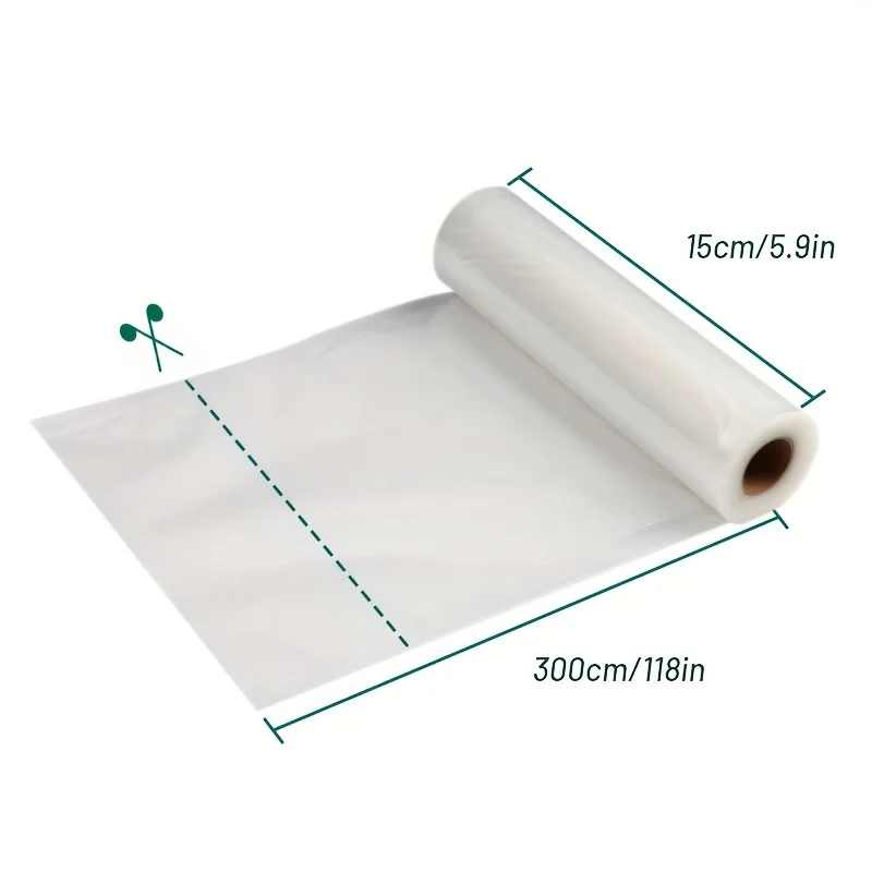 Vacuümzakken van 3 meter/rol - duurzaam, BPA-vrij, scheurbestendig, gemakkelijk te snijden. Ideaal voor sous vide, maaltijdvoorbereiding, rundvleesopslag en keuken