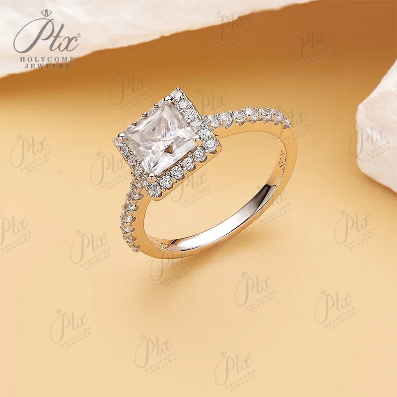 Top Luxury Moissanite Princess Wedding Rings For Women Original 925 Sterling Silver Brilliant Engagement Jewelry GRA Certificate