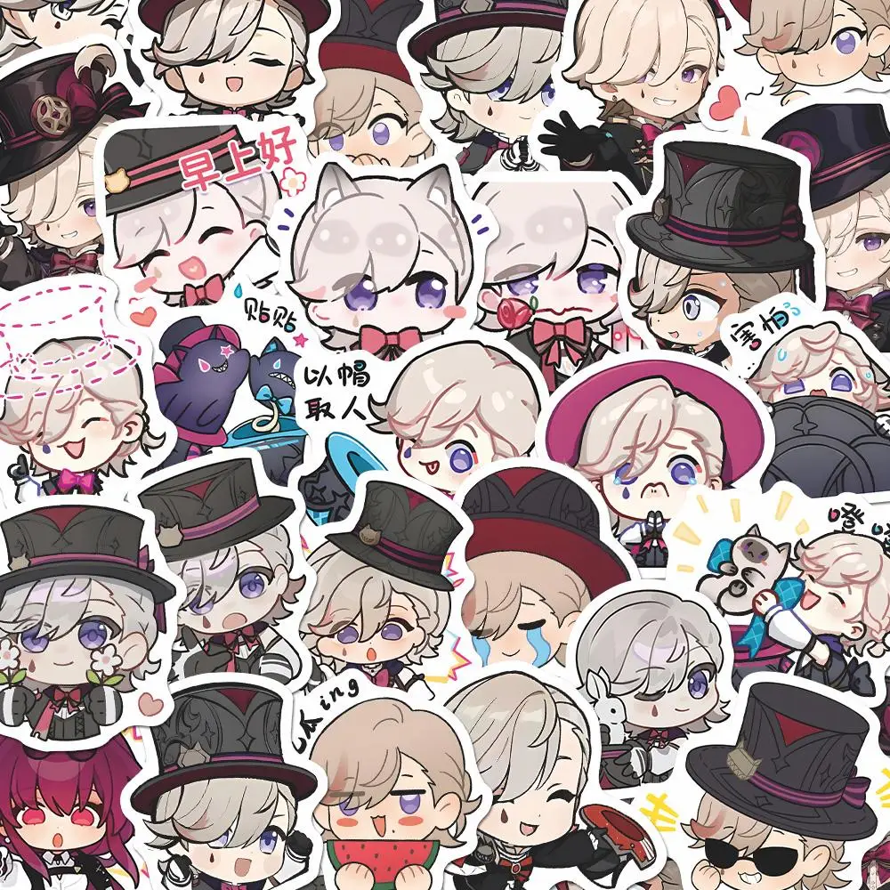 55 قطعة من ملصقات Genshin Impact Lyney اللطيفة للكمبيوتر والهاتف المحمول DIY ملحقات ألعاب الديكور للأولاد ملصق لعبة هدية #1