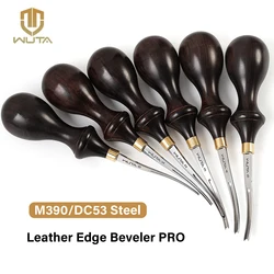 WUTA 1PC Leather Edge Beveler PRO Skiving Craft Work M390 / DC53 Steel Ebony Handle Cutter Edger Creaser Skiver Leather Tools