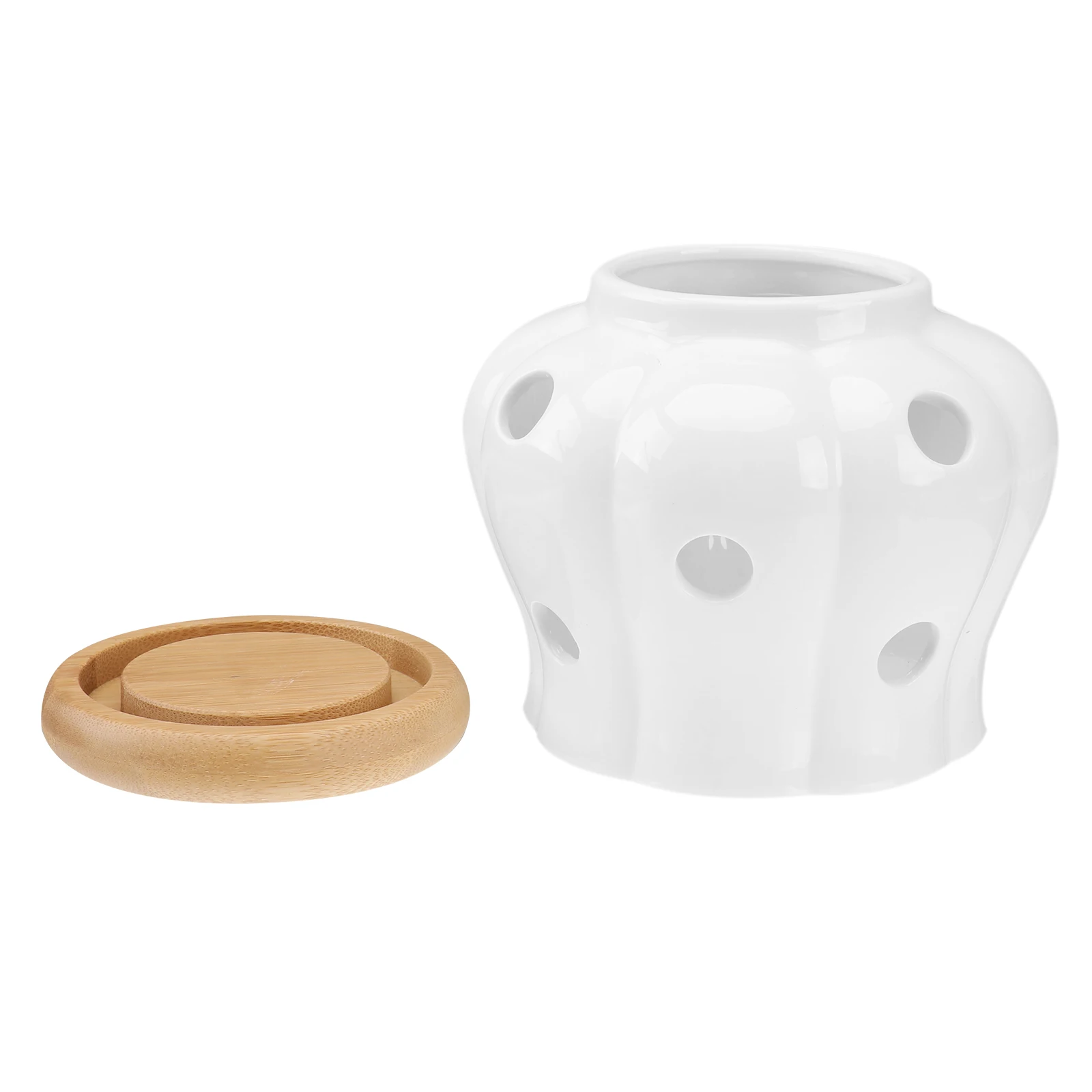 

Ceramic Garlic 12 Ceramics Seal Jar Air Vents Strengthen Porcelain Bamboo Lid Cool Dry Storage Kitchen Container
