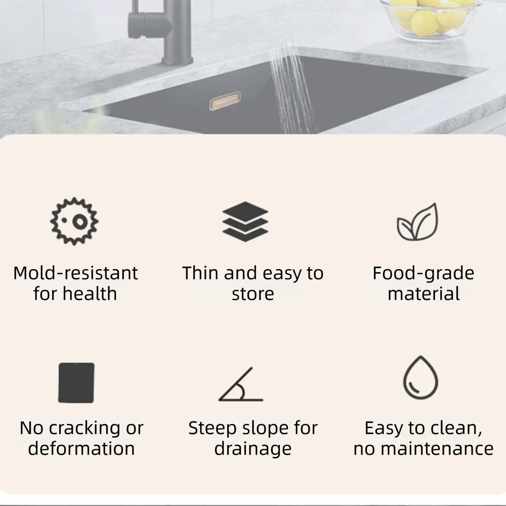 

Quick Dry Silicone Splash Guard Reusable Easy To Install Countertop Protector Absorbent Fast Drainage Faucet Splash Catcher