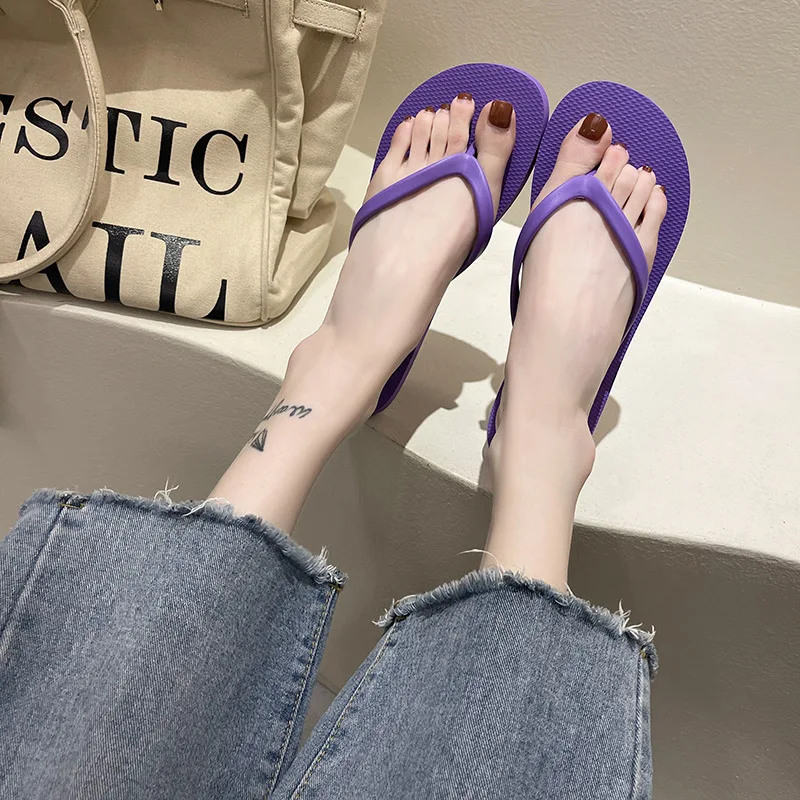 Couple Beach Sandals Summer Flip Flops for Women Cute Candy Color Indoor Flat Shoes Men Beach Slippers Non-slip Soft Sole