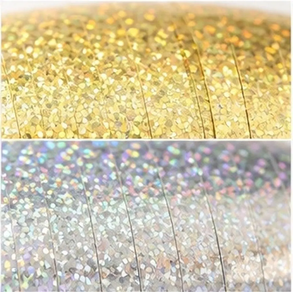 2Pcs 100 Yard Vibrant Metallic Curling Ribbon Silver Gold Bling Sparkle Balloon Ribbon for Christmas Decorations Gift Wrapping