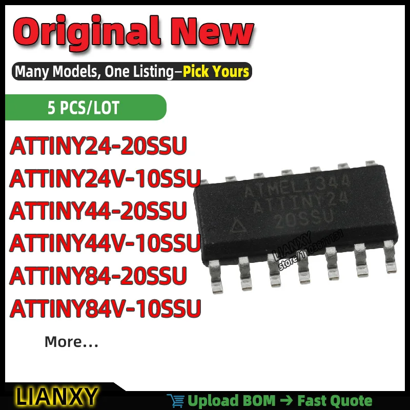 ATTINY24V-10SSU ATTINY44V-10SSU ATTINY44-20SSU ATTINY24-20SSU ATTINY84-20SSU ATTINY84V-10SSU SOIC-14 Interruptor de Doble Alimentación Nuevo