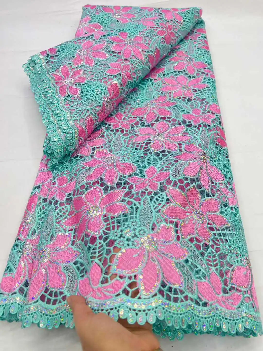 

African Gilding Guipure Cord Lace Fabric 2026 Nigerian Water Soluble Lace Fabric High Quality Nigerian Lace Material Sewing