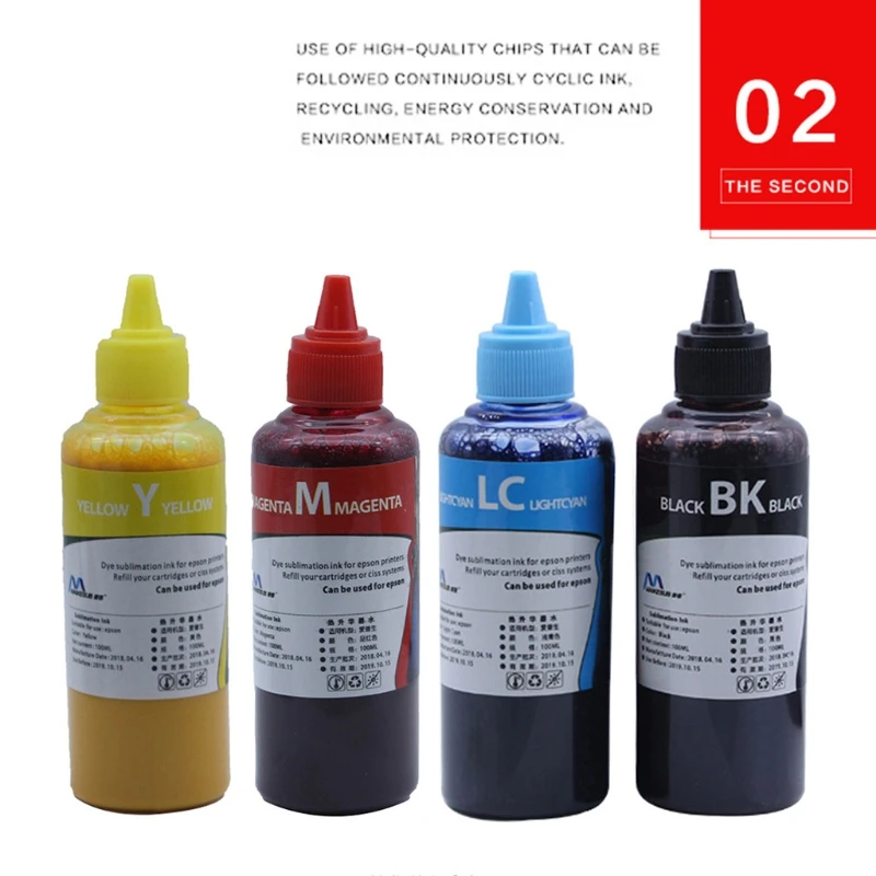 100ml Pigment Refill Ink Bottles Replacement for Clothes Printer Black Cyan Magenta Yellow