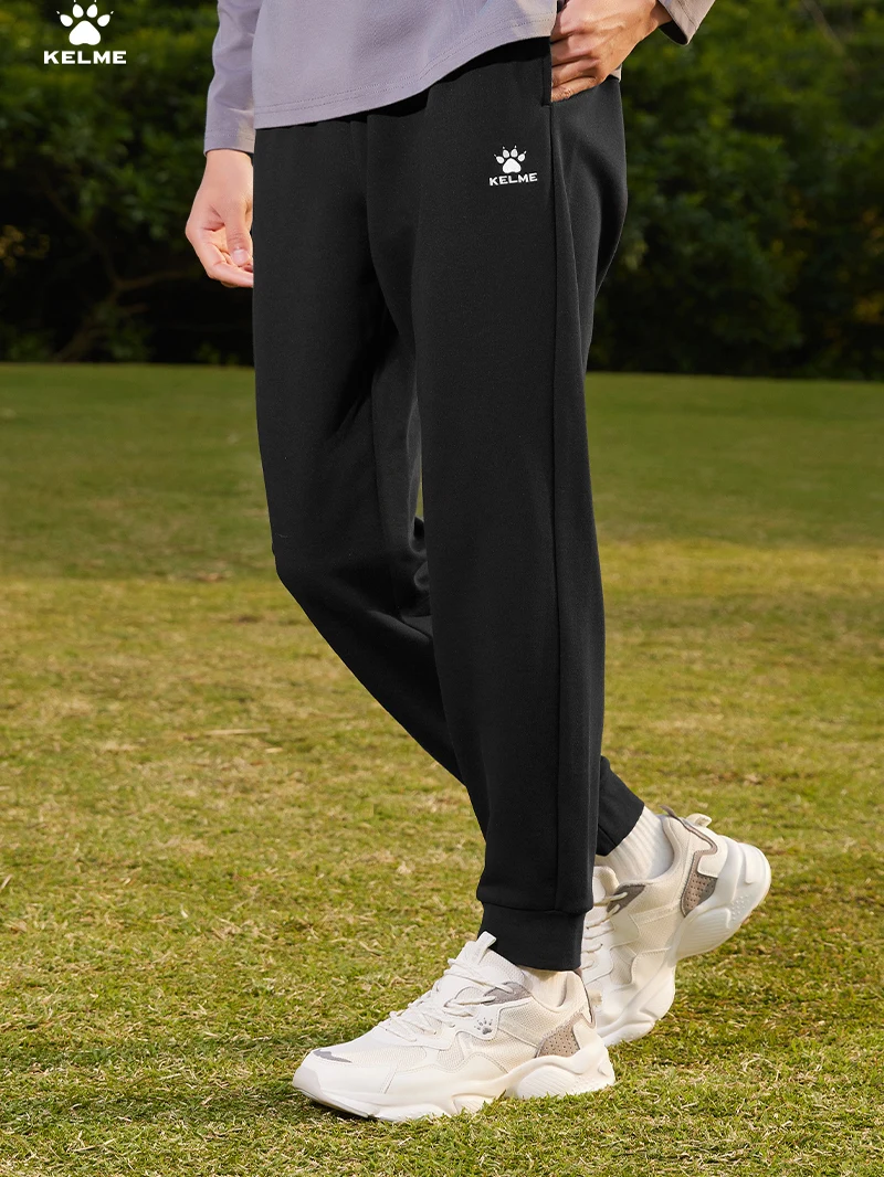 

Kelme Men's Casual Sports Trousers Knitted Student Uniform Pants Outdoor Running Basketball Cuff Straight Sweatpants