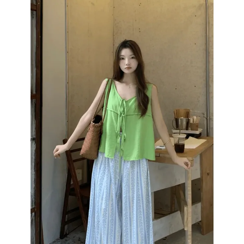 Women's Reversible Tie Back Tank Top Summer Solid Color Casual Sleeveless Blouse