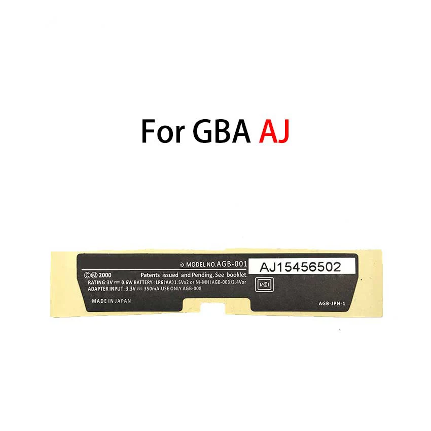 YuXi для Gameboy наклейка на крышку аккумулятора для GBC GBP GBA AJ AH для GBA SP 001 101 чехол на заднюю крышку консоли