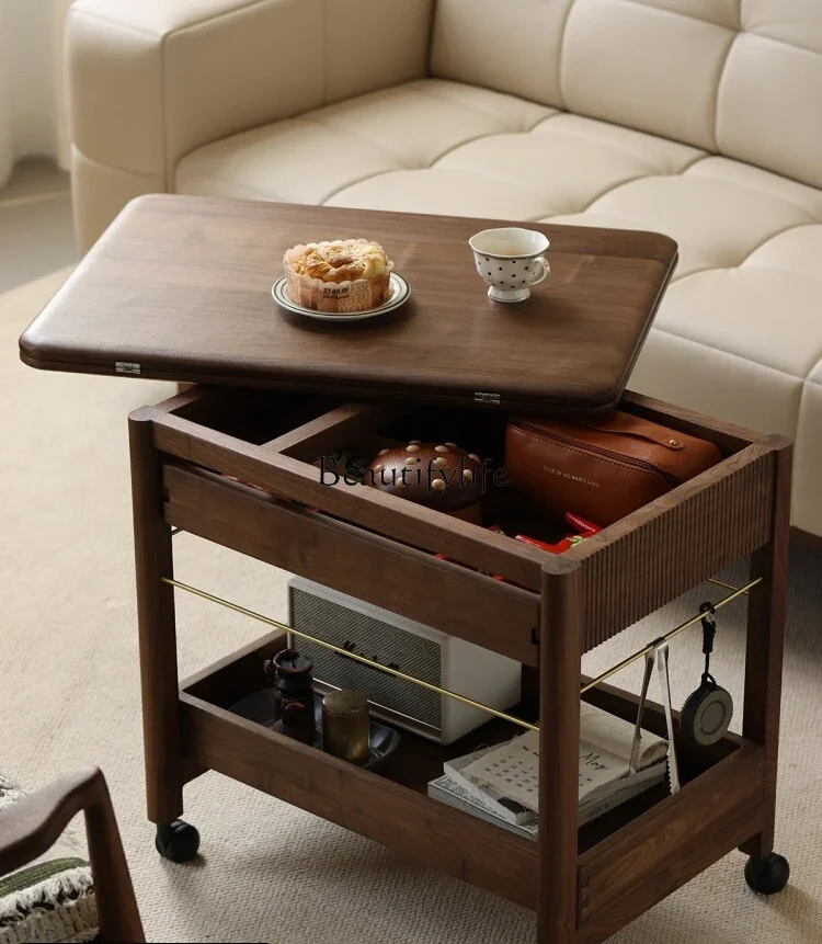 

FG10*North American black walnut all solid wood removable coffee table cart folding