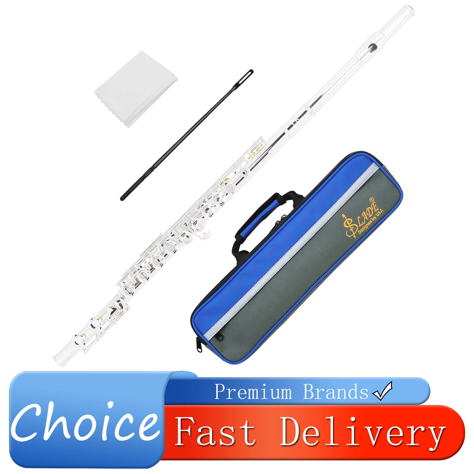 

Флейта SLADE с 16 отверстиями, в тональности До, с закрытыми клапанами, из посеребренной белой латуни, изогнутая, с клапаном E, профессиональный деревянный духовой музыкальный инструмент