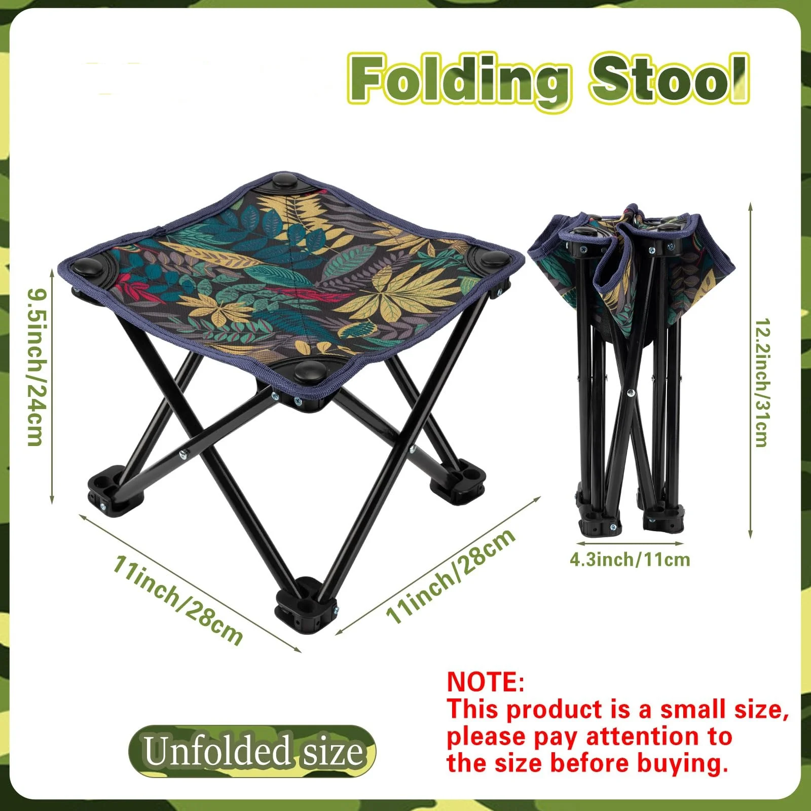 Camping Stool Small Folding Chair Portable Lightweight Stool Seat with Carry Bag for Camping Hunting Fishing