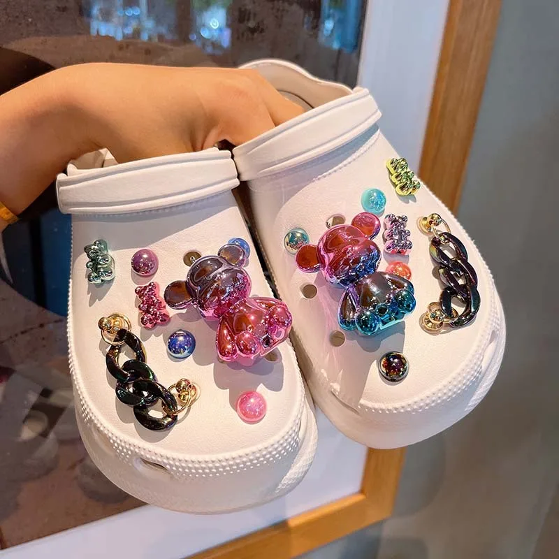 Exclusive Various Models 3D Gradient Glossy Bear Clog Charms Lightweight Stylish Block Figure Premium Clog Ornaments