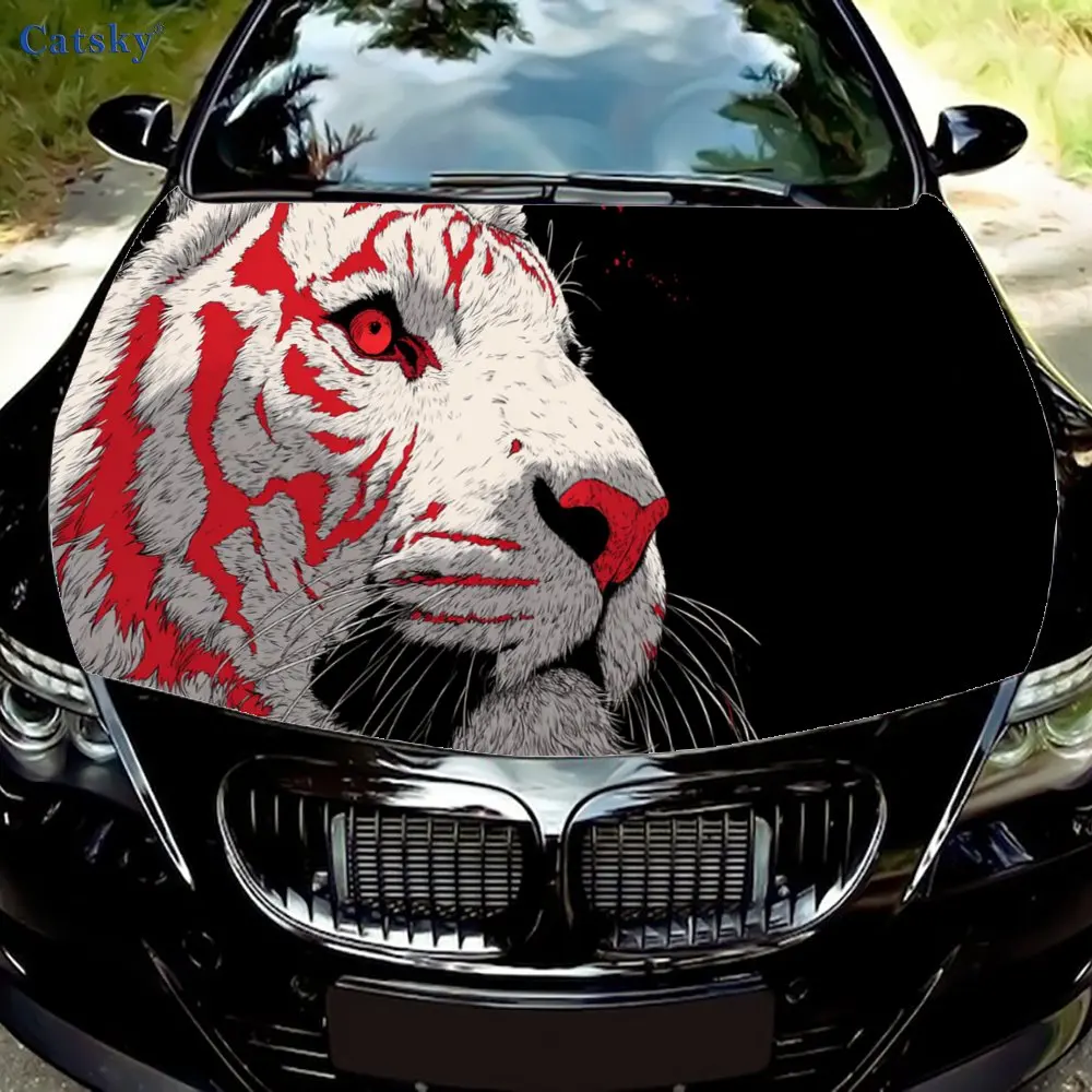 Cool Tiger King print,car hood stickers,PVC waterproof Self adhesive car hood sticker,car hood decoration protection stickers,Au