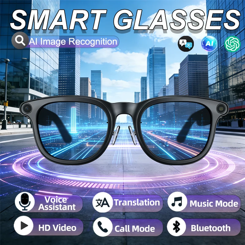 

New Smart Camera Glasses 800W HD Camera Bluetooth V5.3 AI Voice Assistant AI Translation Dual-mic Noise Reduction Smart Glasses