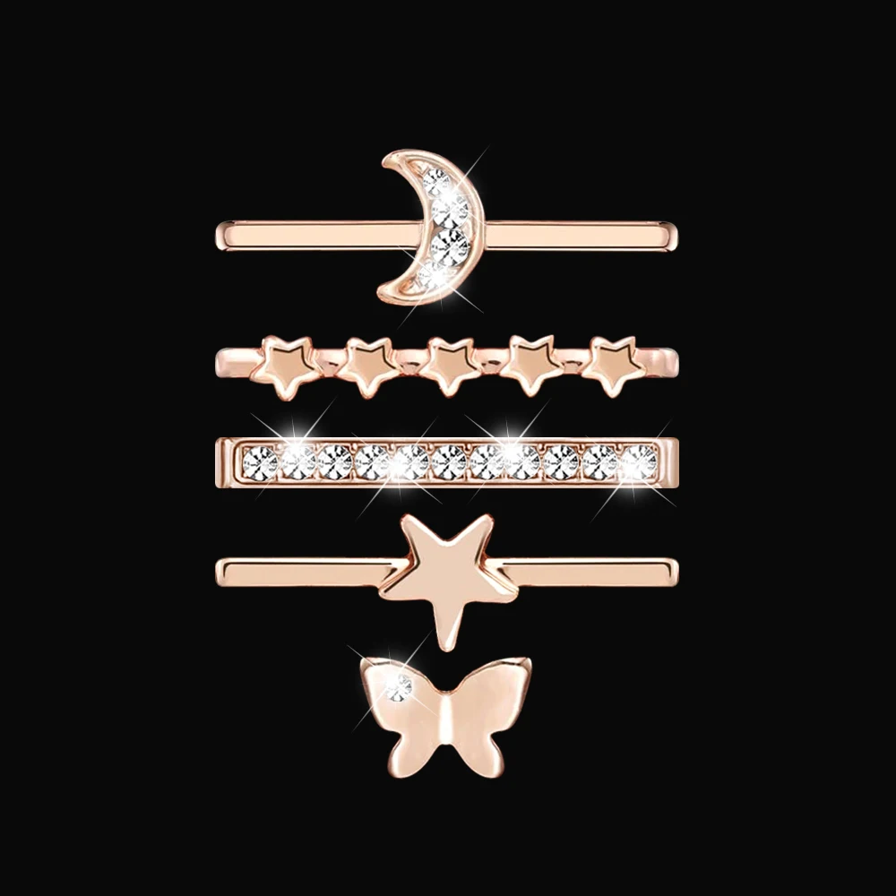 5pcs แหวนตกแต่งสําหรับ Apple Watch band Series 10 8 7 6 5 SE 9 เครื่องประดับเพชร Charms สําหรับ Samsung/Huawei 20 มม.22 มม.สายนาฬิกา