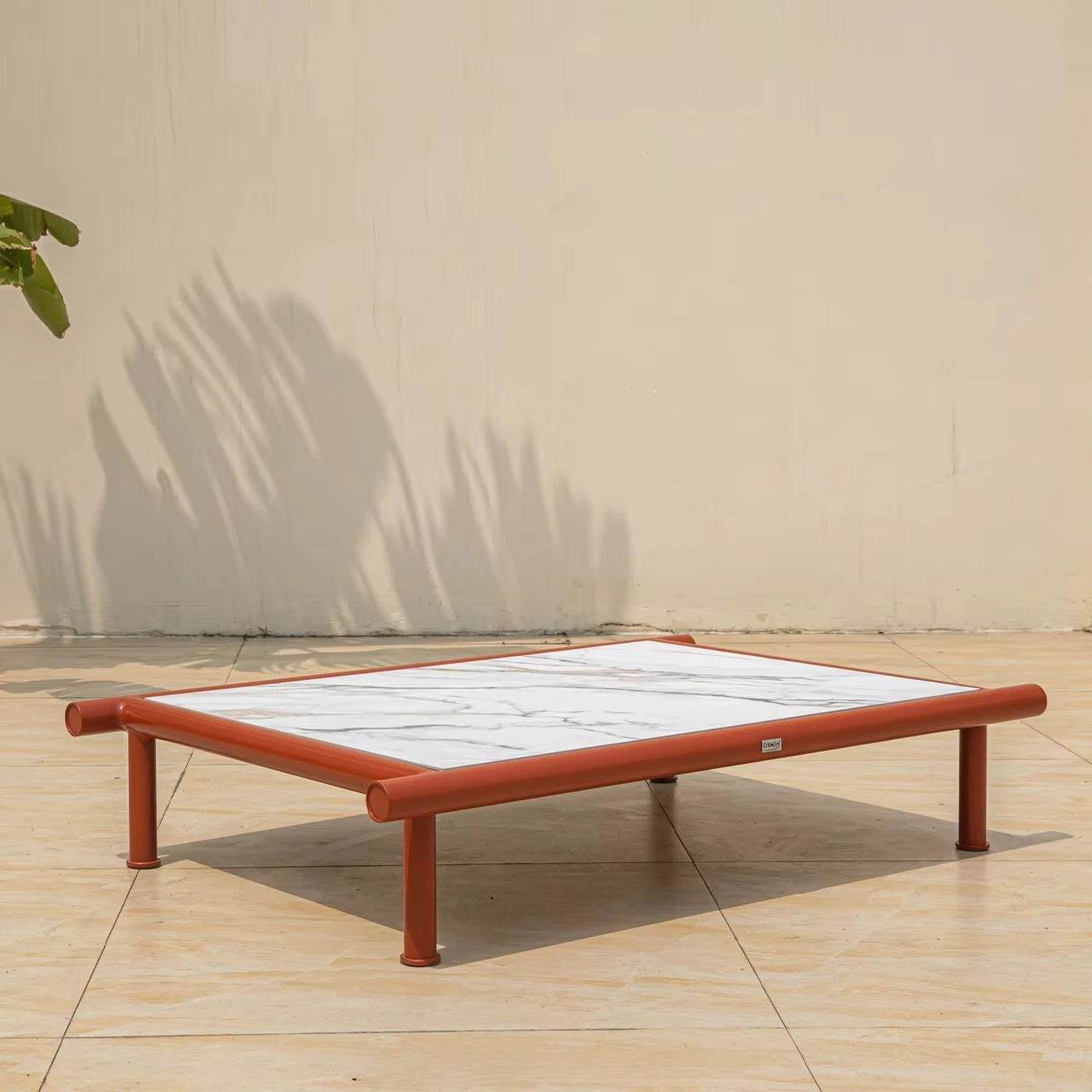 do-  Outside Balcony Modern Luxury Coffee Table With Sintered Stone Tabletop Aluminium Metal Frame