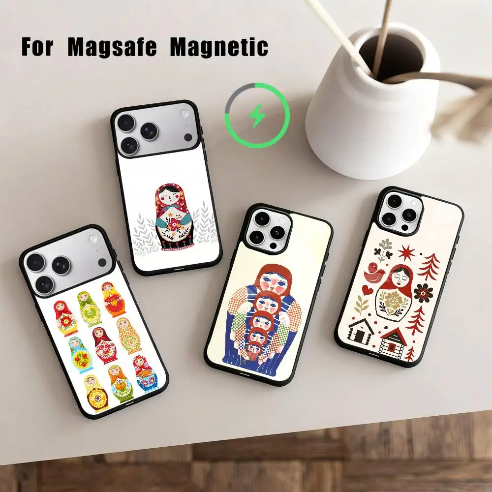 

R-Russian Art M-Matryoshka Phone Case For iPhone 17,16,15,14,13,12,Plus,Pro,Max for Magsafe Magnetic Wireless Charging