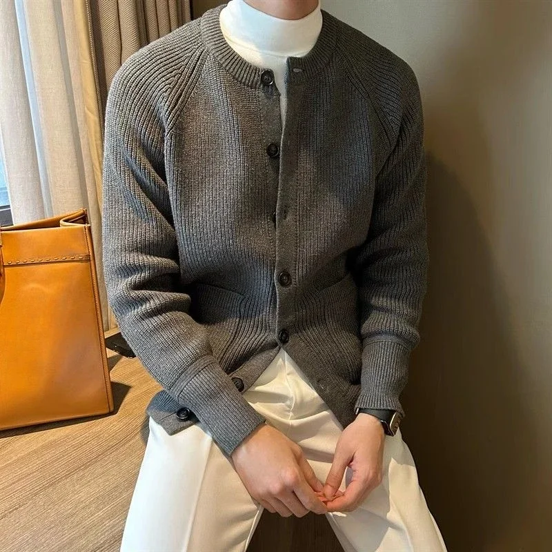 

GELITAYINThick Knit Cardigan Man Solid Color Coats With Pockets Sweater For Men Harajuku Y2k Korean Reviews Clothes Fashion Cash