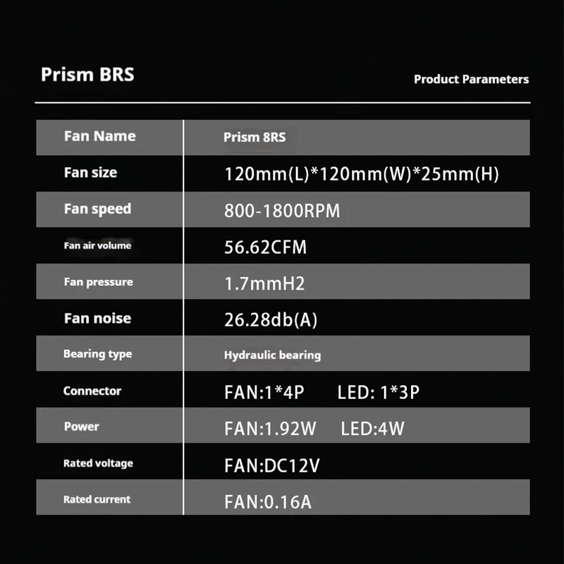OEM プリズム 8RS ARGB アジャイルリング 12 センチメートルシャーシ冷却デスクトップバックルスプライシングケーブルシャーシファン 56.62CFM/800-1800RPM