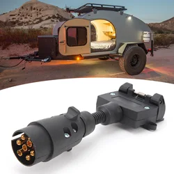 Waterproof Trailer Adapter 7 Pin Round Male Plug To 7 Pin Flat Female Socket For Caravan Boat