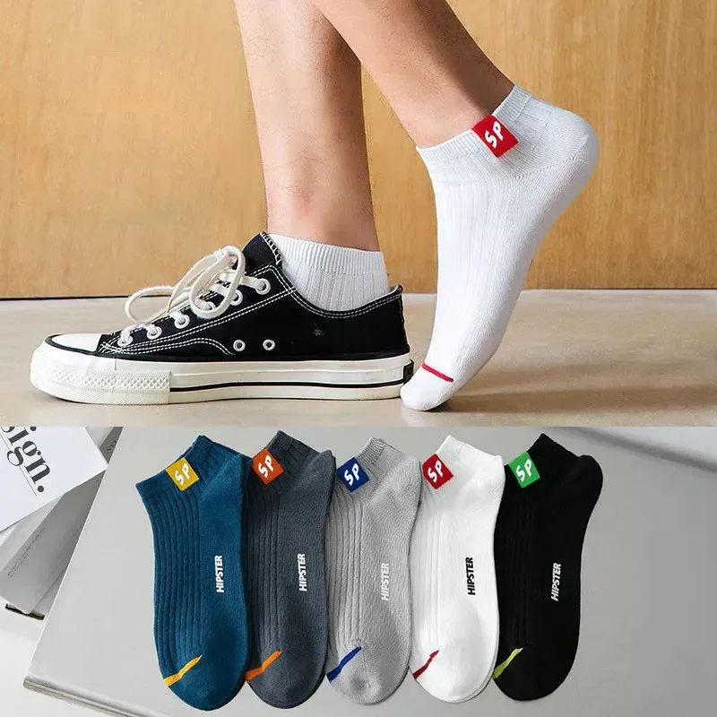 5 Pairs Summer Men's New Letter Socks Breathable Sweat-absorbing Invisible Comfortable And Ankle Sports Meias Wholesale