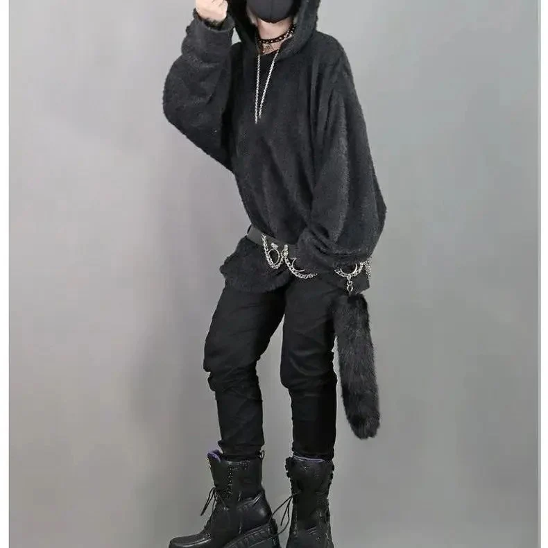 الشارع الشهير هوديس Harajuku Y2k بلايز الملابس النسائية آذان القط قمصان سويت شيرت بقلنسوة موضة عادية فضفاض هوديي 2025 Ropa Mujer