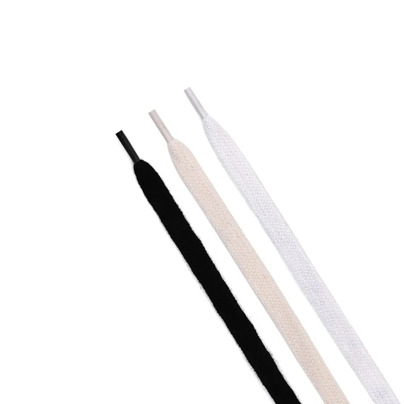 Double layer polyester and cotton flat shoelaces suitable for high and low top plimsolls, canvas shoes and hiking shoes