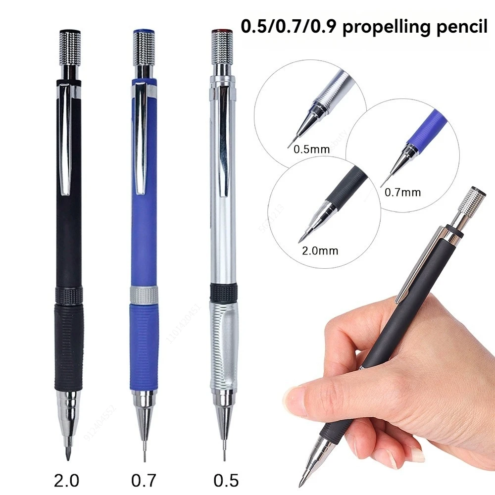 مجموعة أقلام رصاص ميكانيكية مع عبوات من الرصاص والممحاة، صياغة 0.5/0.7/2.0 مم، رسم، أقلام فنية، مستلزمات العودة إلى المدرسة #2