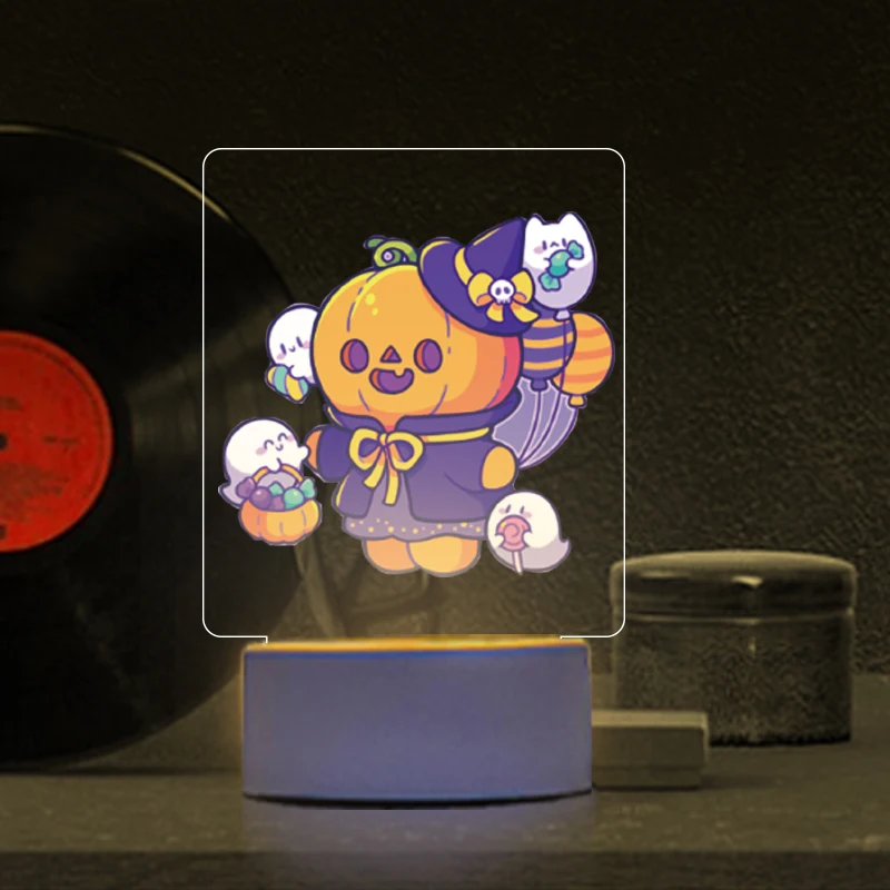 Gepersonaliseerde Nachtlampje Usb Led Tafellamp Kleurendruk Nachtlampje Voor Kinderen Cadeau Witte Basislamp Halloween Decoratie