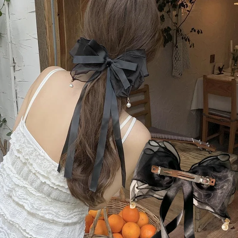 Grande griffe de cheveux en Organza, nœud en Satin, ruban, épingles à cheveux de printemps, support queue de cheval, accessoires pour femmes, ornements, couvre-chef