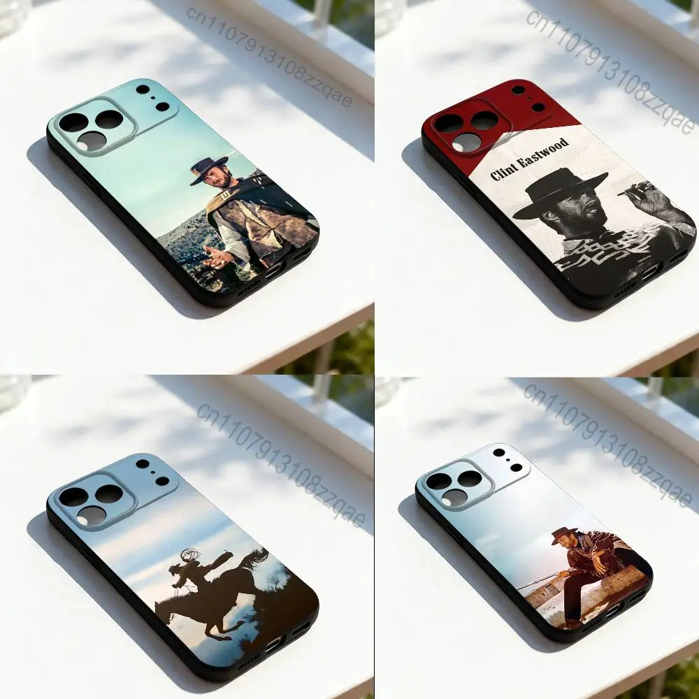 

Cool Clint EastwoodS Cowboy Phone Case For iPhone 11,12,13,14,15,16,17,Pro,Max,Plus,E,SE4,Air,Mini Black Soft Cover