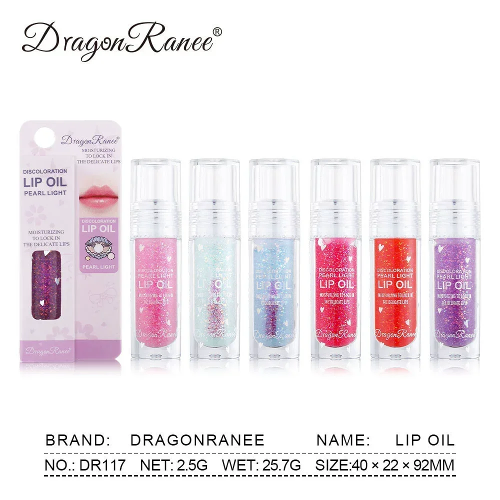 6 Farben glitzernder, farbwechselnder Lipgloss, Perlglanz-Lippenöl, praller, feuchtigkeitsspendender Lippenbalsam, Öl, Temperaturänderung, Lippenfarbtönung
